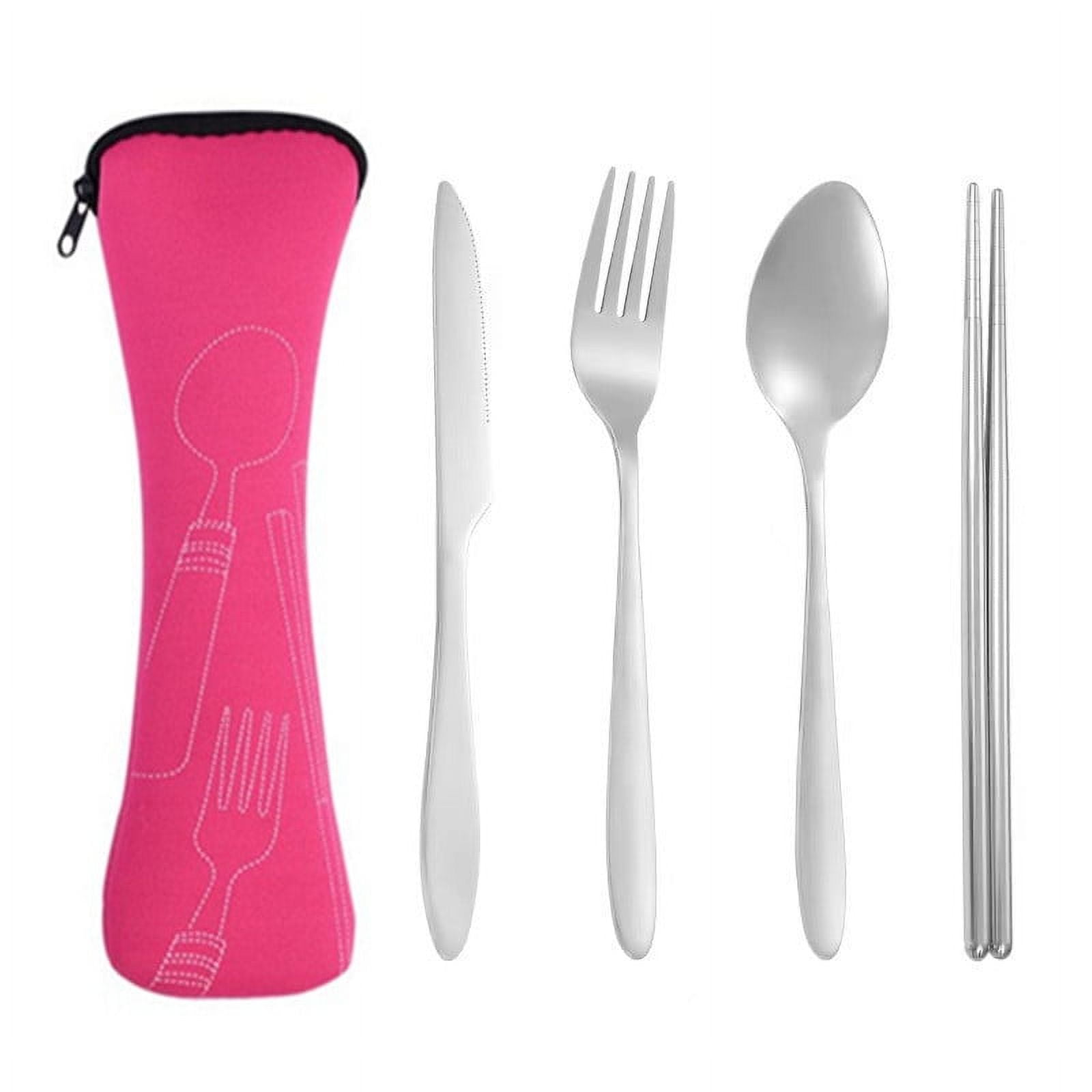 Xmhytop Juego De 4 Piezas Cubiertos De Cocina De Rosa Con Bolsa De Almacenamiento, Acero Inoxidable, Moderno Y Funcional