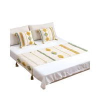 Genérico - Set De Piecera Bordada Con Dos Fundas Modelo Boho Beige 03