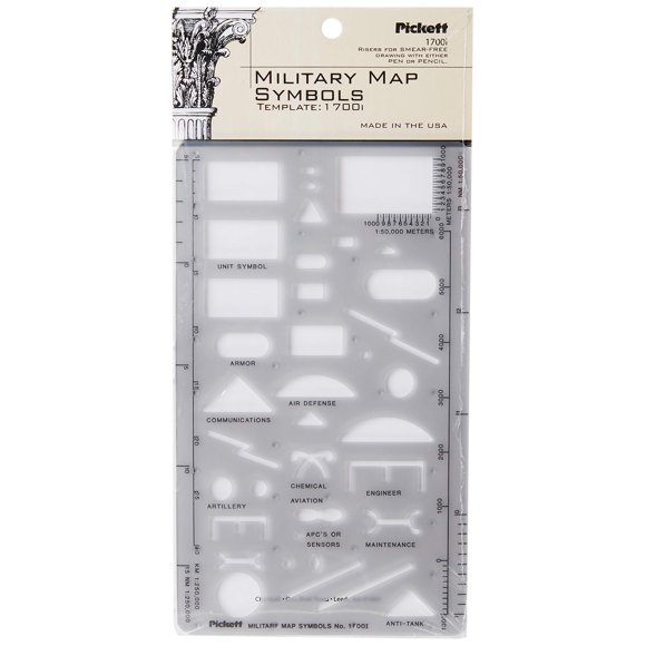 Plantilla Pickett 1700I de Símbolos Militares para Mapas 10 cm x 17 cm