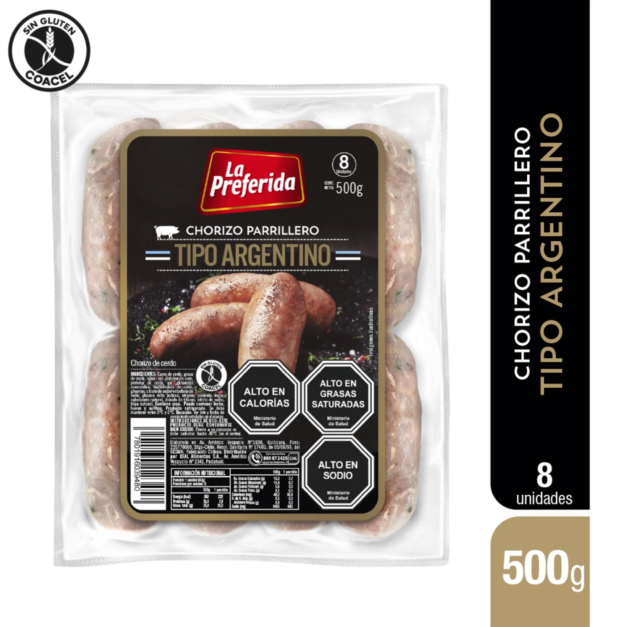 Chorizo Parrillero Tipo Argentino 8 Un 500 g La Preferida