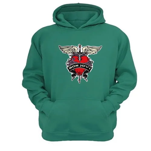 Polerón Canguro Bon Jovi Verde Aguamarina Talla S Unisex