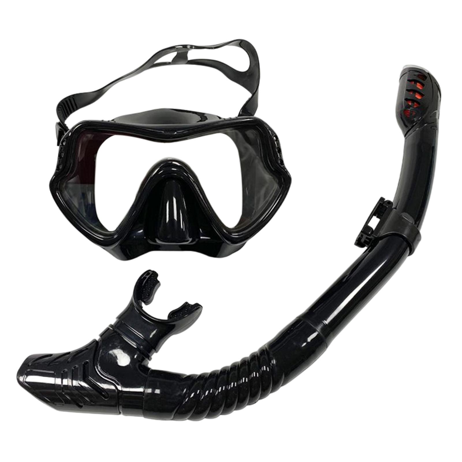 Magideal - Juego De Esnórquel Profesional Máscara De Buceo De Natación Paquetes De Esnórquel Antiniebla Panorámica De Para Unisex Buceador , Negro Negro Negro