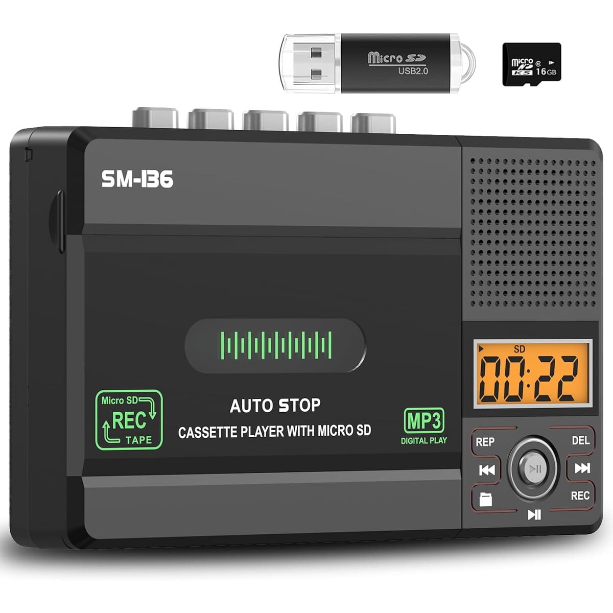 Reproductor Cassette Semier Sm13b6 Usbc Sd Mp3 Lcd