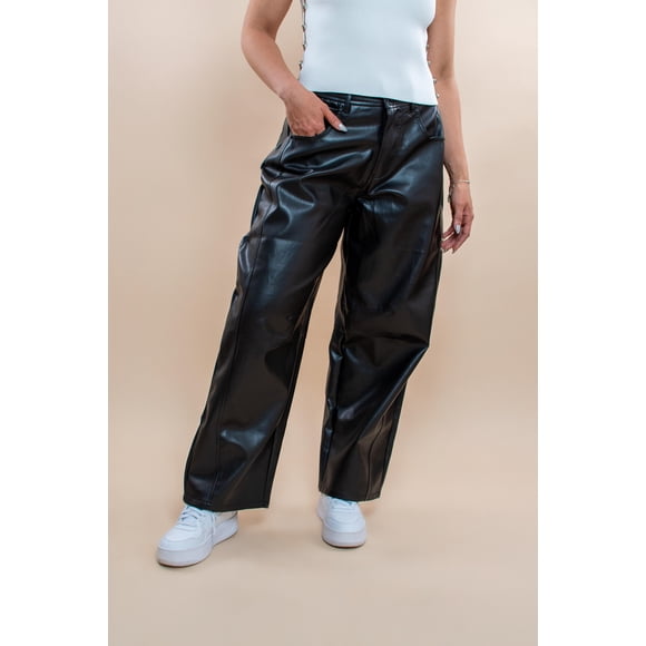 Pantalón Roma negro en PU estilo barrel - MM SHOP