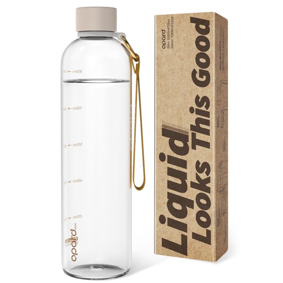 Botella Opard 1000 ml libre de BPA, color crema, reutilizable