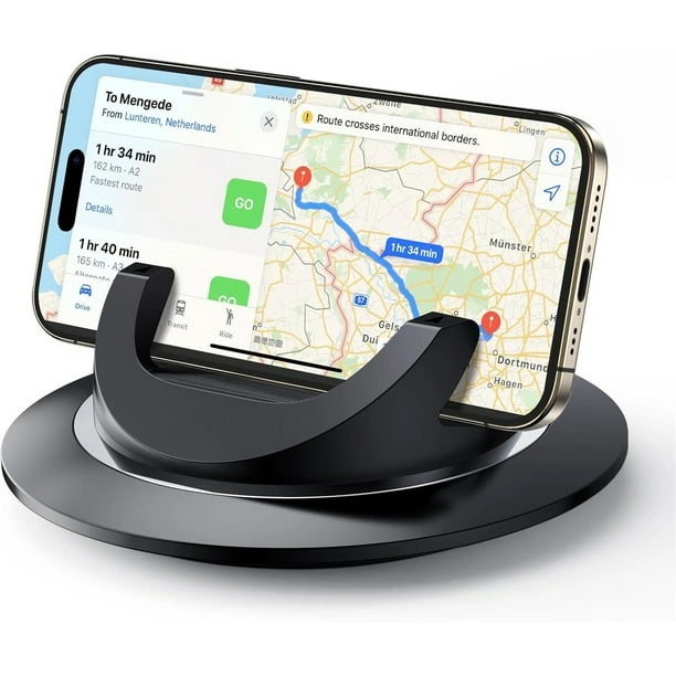 Soporte universal para teléfono en el salpicadero del coche - Soporte antideslizante de silicona giratorio 360°, compatible con iPhone y Samsung y Google Pixel 9 y todos los smartphones y GPS -Negro