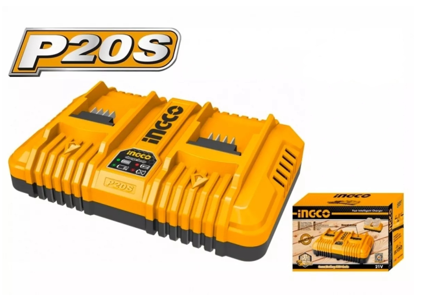 Cargador Rápido Doble Baterías 20V Ingco 2/4/5 Ah Industrial