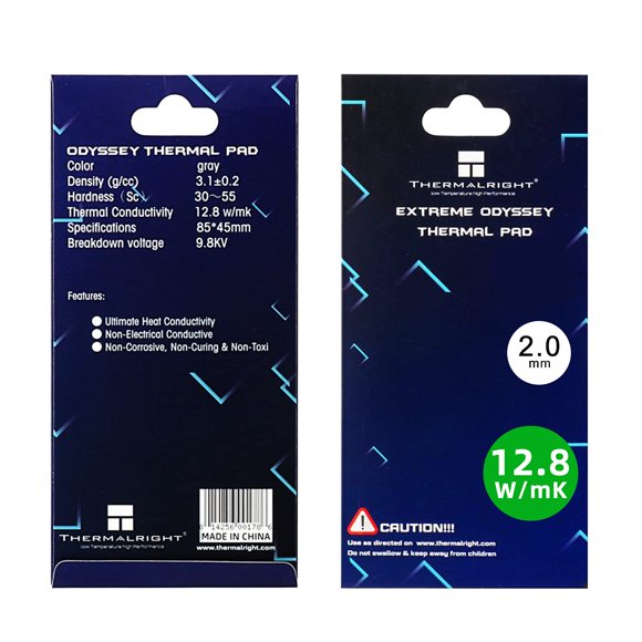 Almohadilla térmica Thermalright de 2 mm, 12,8 W/mm, 85 x 45 x 2,0 mm
