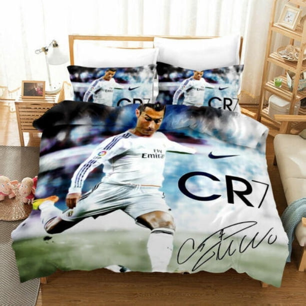 Football Players Print Quilt Duvet Cover Set Children Bedclothes Pillowcase3-Piece Bedding Set