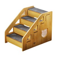 Ioensy - Escaleras De Madera Para Mascotas, 4 Escalones, Rampa Para Perros, Suave, Para Cama De Perro Pequeña, Para El Coche, Cama Y Hogar