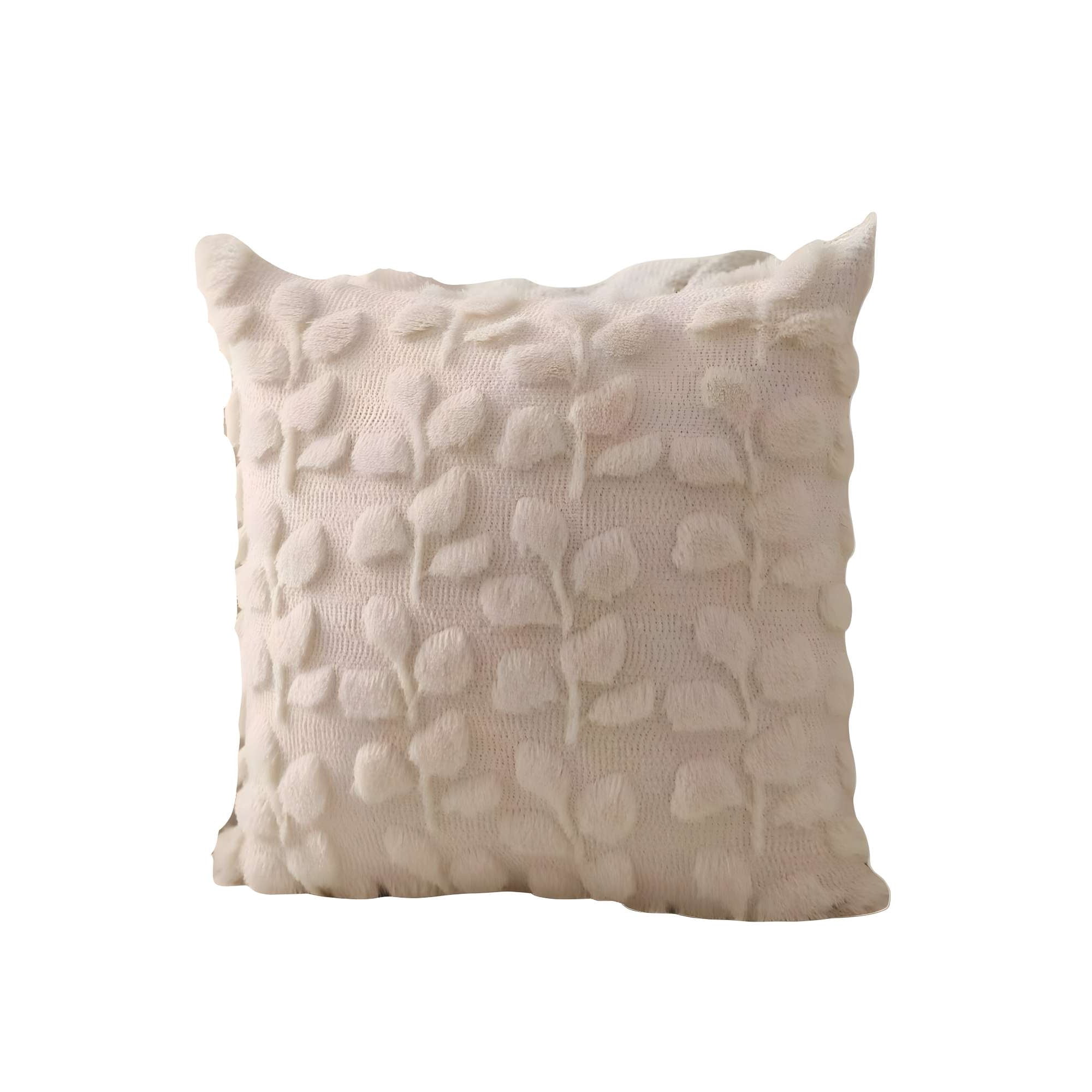 Genérico - Pack De 2 Fundas Peluda Diseño Hojas Beige