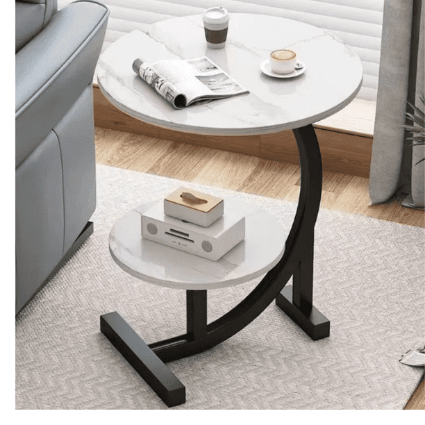 Mesa De Centro Doble Auxiliar En Forma Media Luna 60x40x30
