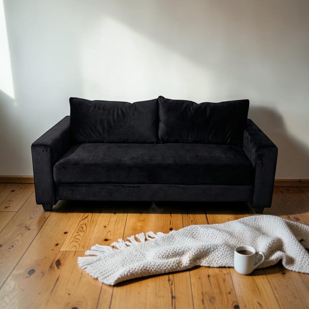Diseños Valestrini - Sofa Cama Multifuncional Felpa Negra