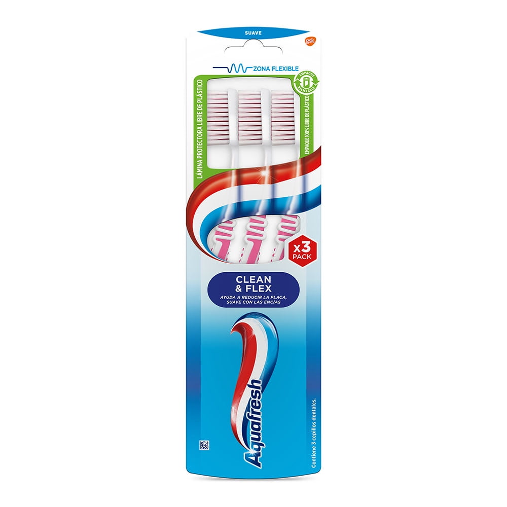 Cepillo Suave Clean & Flex Pack 3 Un Aquafresh
