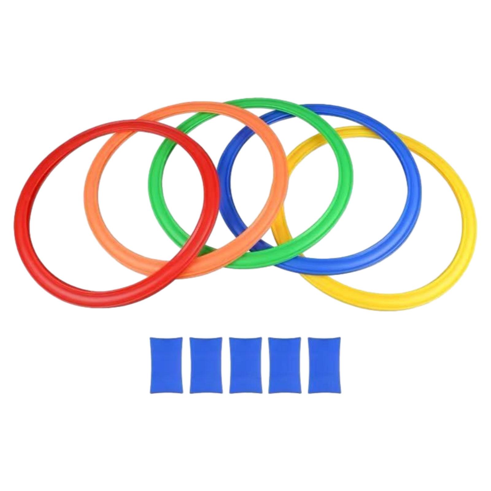 Magideal - Juego De Anillos De Rayuela, Aros De Rayuela Con Conectores, Enseñanza De Agilidad Para Niños Y Niñas, Entrenamiento Deportivo, Rayuela De Jardín Para 28Cm 5 Anillos