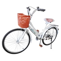 Vipnetwork - Bicicleta Aro 26 Puleda Blanca De Paseo Con 7 Velocidades Y Freno Disco