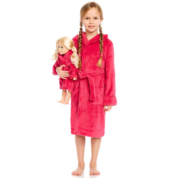 Túnica Leveret de forro polar con capucha para niñas y muñecas, color liso