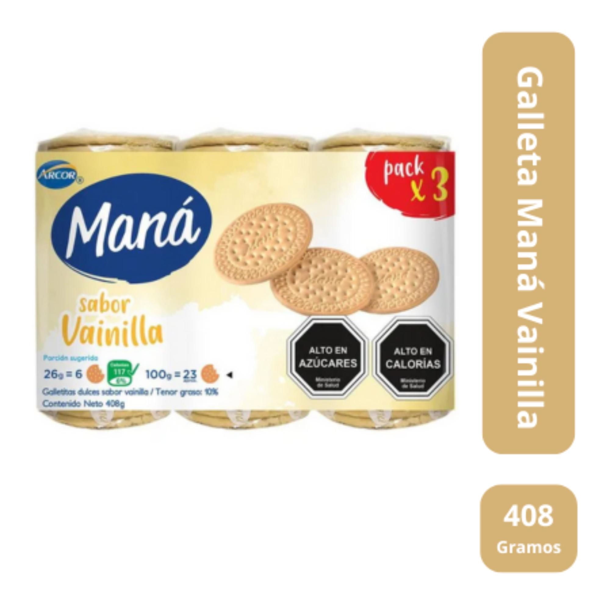 Paquete Galletas Maná Vainilla 393 g Arcor