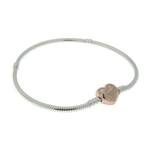 Pulsera Pandora Cadena De Serpiente Plata Esterlina Con Cierre Corazón Oro Rosa
