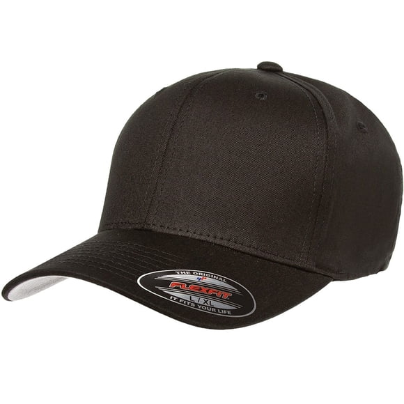 Gorra de béisbol Flexfit de sarga de algodón ajustada negra para adulto