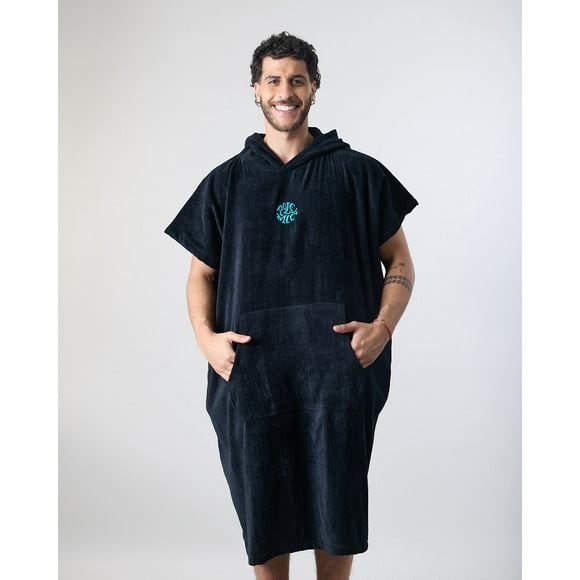 Toalla poncho Adulto de Playa Surf NEGRO POLEMIC