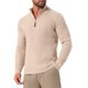 thumbnail image 4 of INSPIRE CHIC Suéter de Cuello Alto con Cremallera para Hombre, Cuello Simulado, Polo de Punto L Beige, 4 of 6