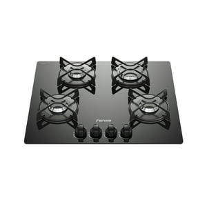 Encimera A Gas 4 Platos Fensa Vidro Templado Y Encendido Eléctrico F Gc60V A Negra