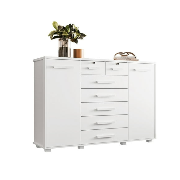 Cómoda Fontana 2 Puertas 7 Cajones Blanco