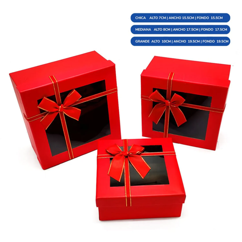 Genérico - Caja Cuadrada Triple Ventana Rojo X1Uni