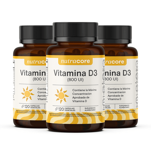 Vitamina D3 800UI - Pack de 3x120 Caps vegetales | NutraCore