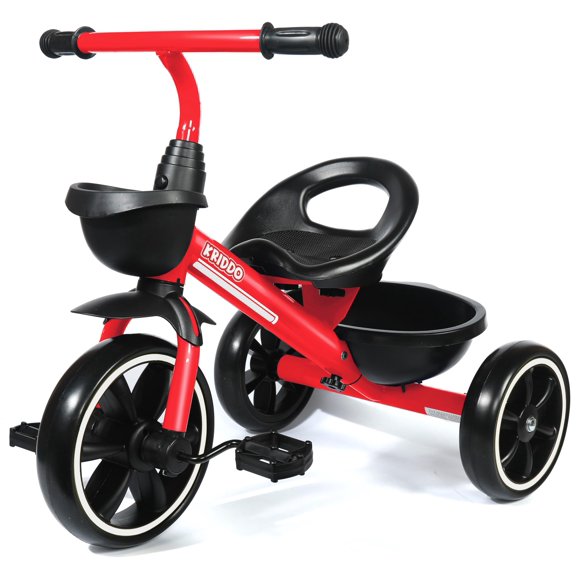 Triciclo KRIDDO para niños de 24 meses a 4 años, rojo