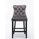 thumbnail image 1 of Contemporary Velvet Upholstered Barstools with Button Tufted Decoration and Wooden Legs, and Chrome Nailhead Trim, Leisure Style Bar Chairs,Bar stools, Set of 2 (Gray),SW1902GY, 1 of 3