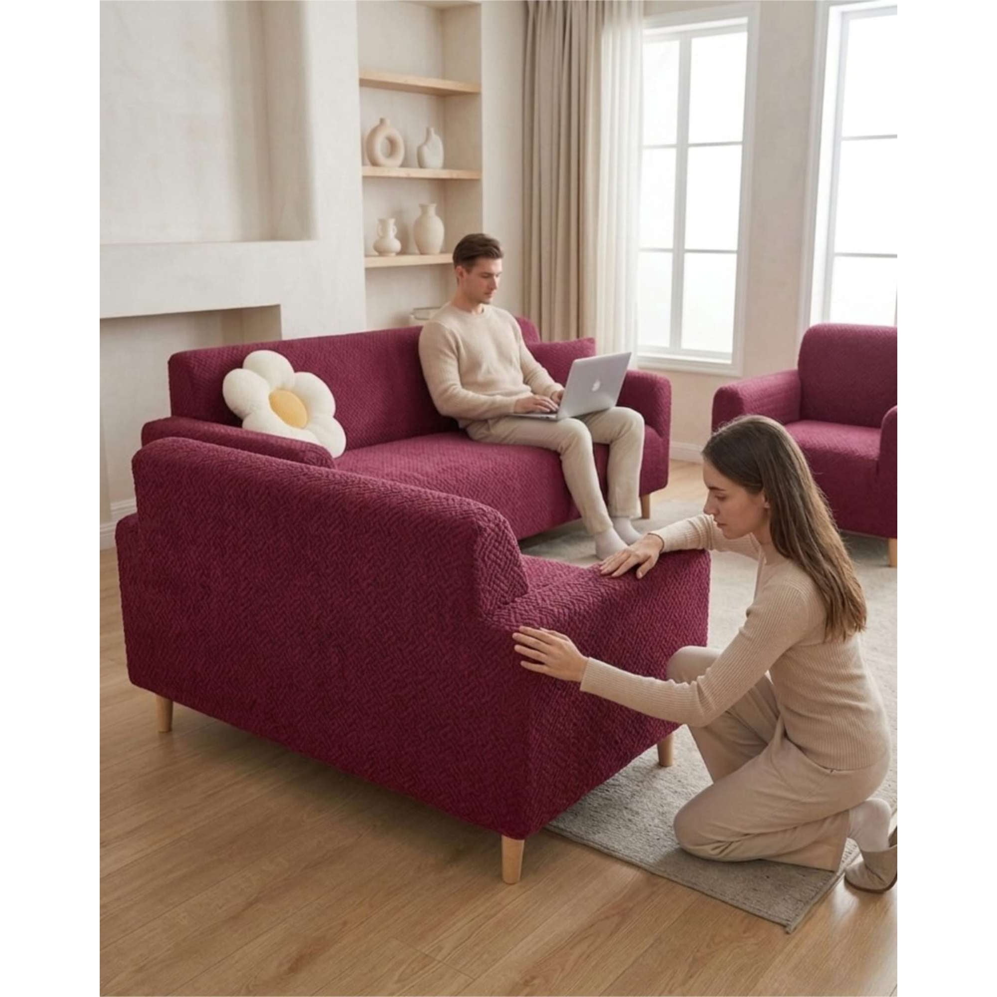 Myl Todo Hogar - Juego De Cubre Sillón 3+1+1 Texturizado Premium
