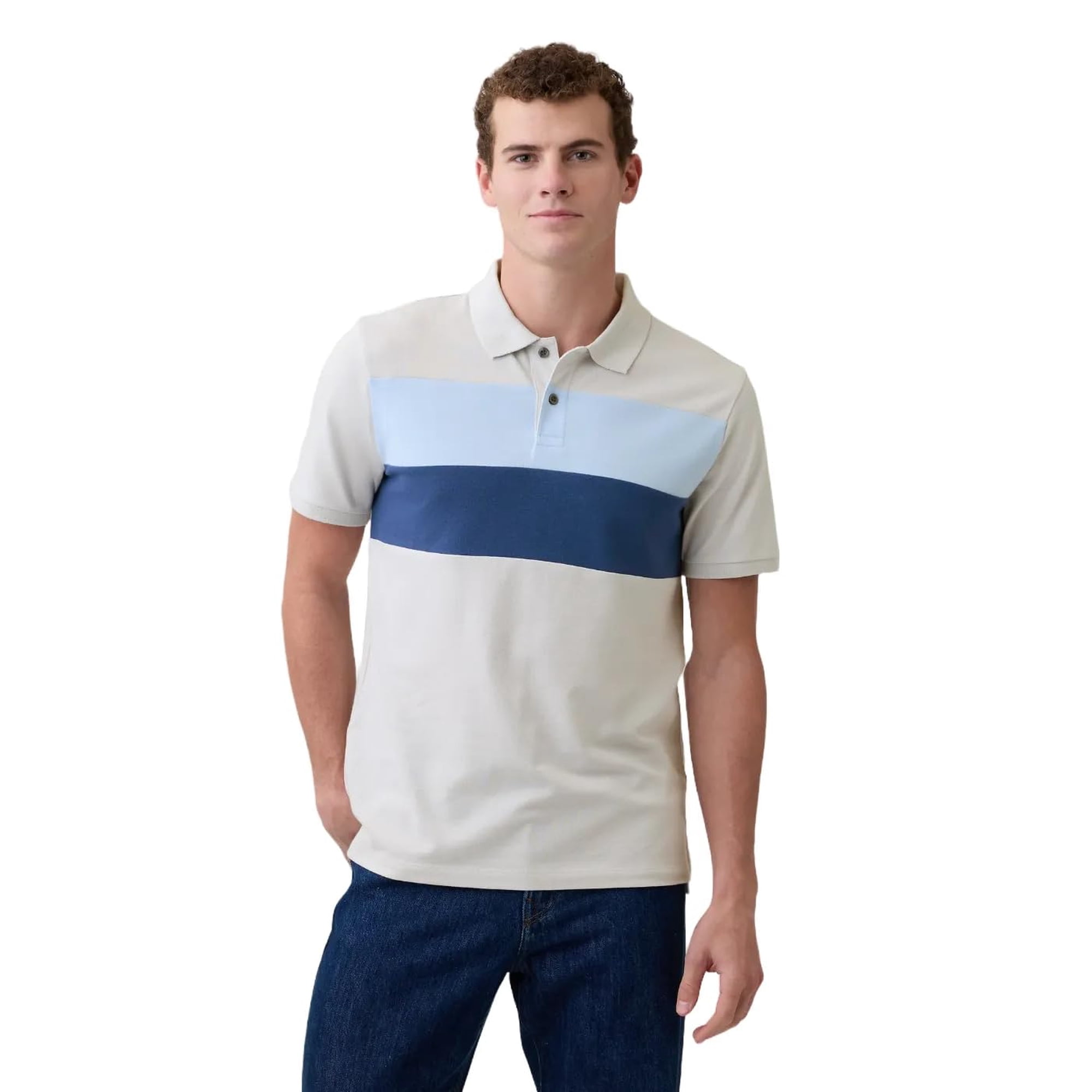 Polo Gap Stretch Piqué Para Hombre Trek Grey Talla L
