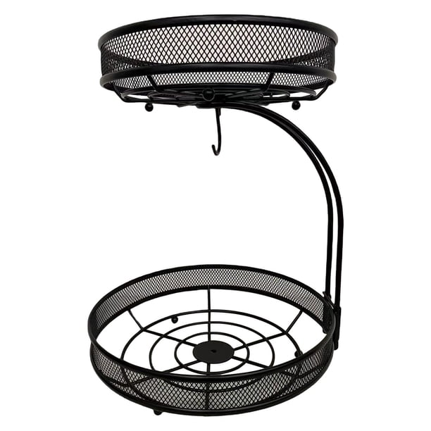 de de metal de 2 niveles, para mostrador de cocina con colgador de plátano Soporte de almacenamiento de y verduras Exhibición para
