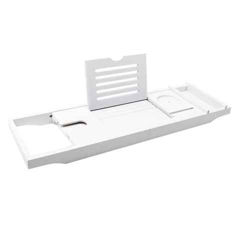 Bothyi - Bandeja Organizadora Para Bañera De Bambú Premium Ajustable 29.53''~42.91'' Regalo Único Blanco