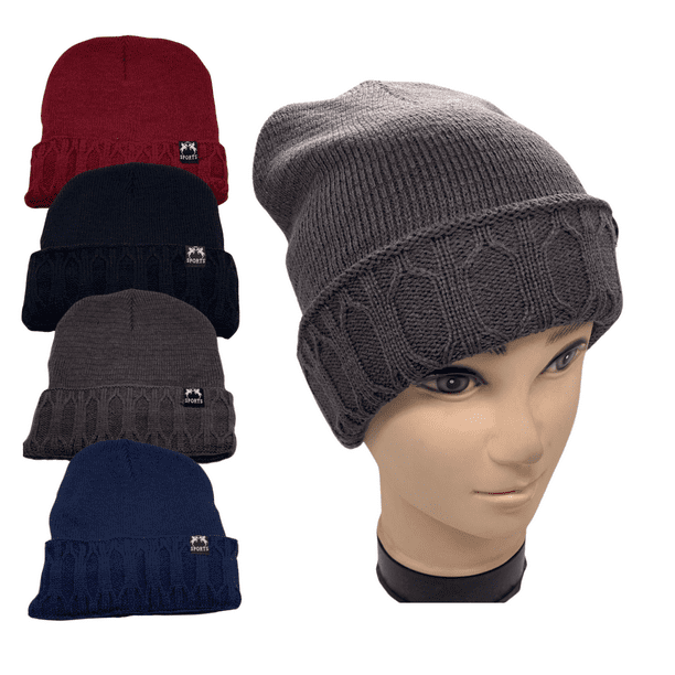 Gorro Beanie Con Doblez Y Tejido Unicolor Forro Chiporro