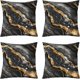 thumbnail image 1 of Fundas cojín mármol turquesa 4 uds 45x45 cm abstracto dorado negro bronce lentejuelas, 1 of 7