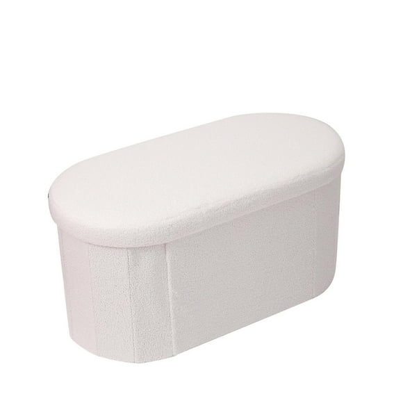 Baúl plegable ovalado bouclé crema