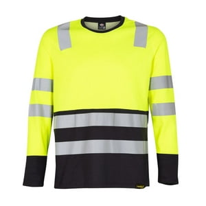 T-World - Polera Hibrida Hi-Vis Bi Color Manga Larga Hombre Amarillo Gris