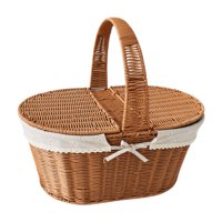 Ioensy - Cesta De Picnic De Ratán Sintético Cesta De Frutas Tejida Para Bocadillos Sándwiches Estilo Parque A