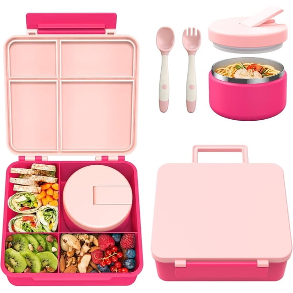 Pawtong Bento Lunch Box con termo para sopa de 8 oz, a prueba de fugas para niños