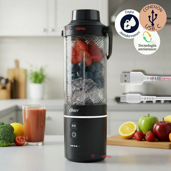Oster Licuadora Portátil, GoMAX, 590 ml de Capacidad, para Smoothies, Negro, BLSTGFP-B20-000