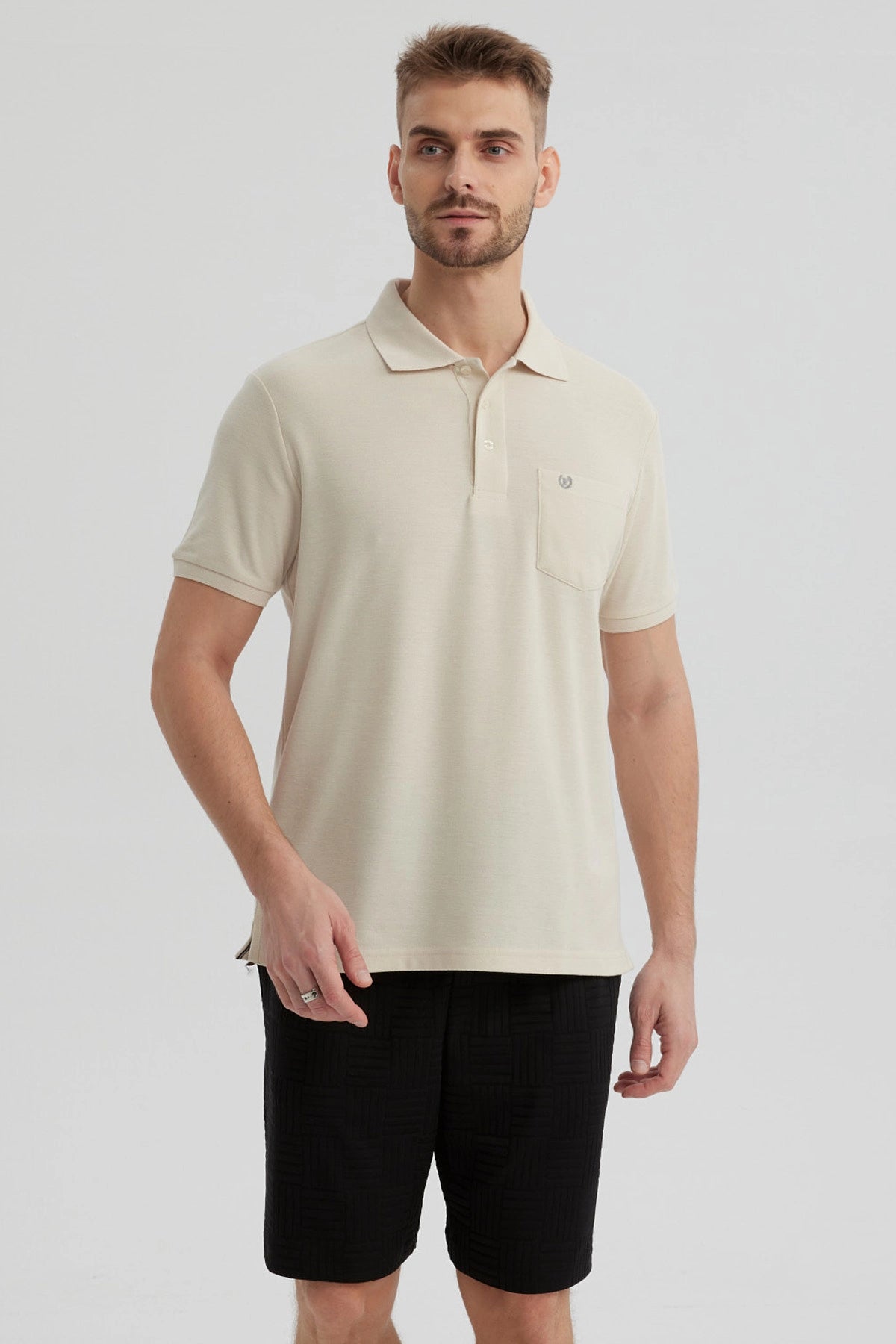 Fashionspark - Polera Hombre Piqué Básica Lisa Beige - Lll