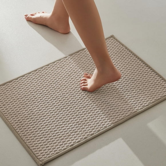 Alfombra de baño TYUU, antideslizante, lavable, superabsorbente, color beige