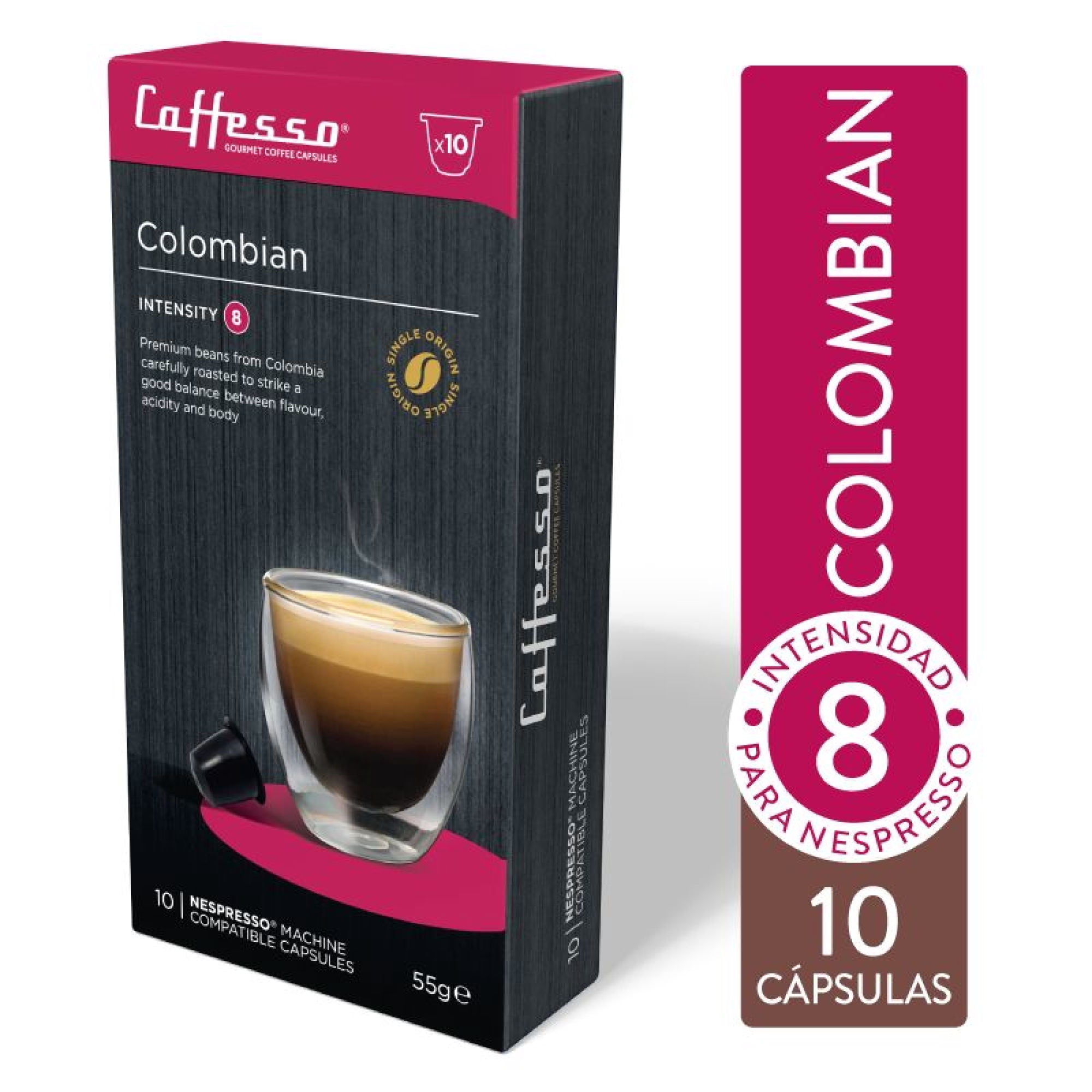 Capsulas Cafe Colombian Intensity 8 Compatible Con Nespresso 10 un Caffesso