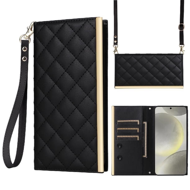 Funda Tipo Cartera Acolchada con Correa para Samsung Galaxy S24Negro