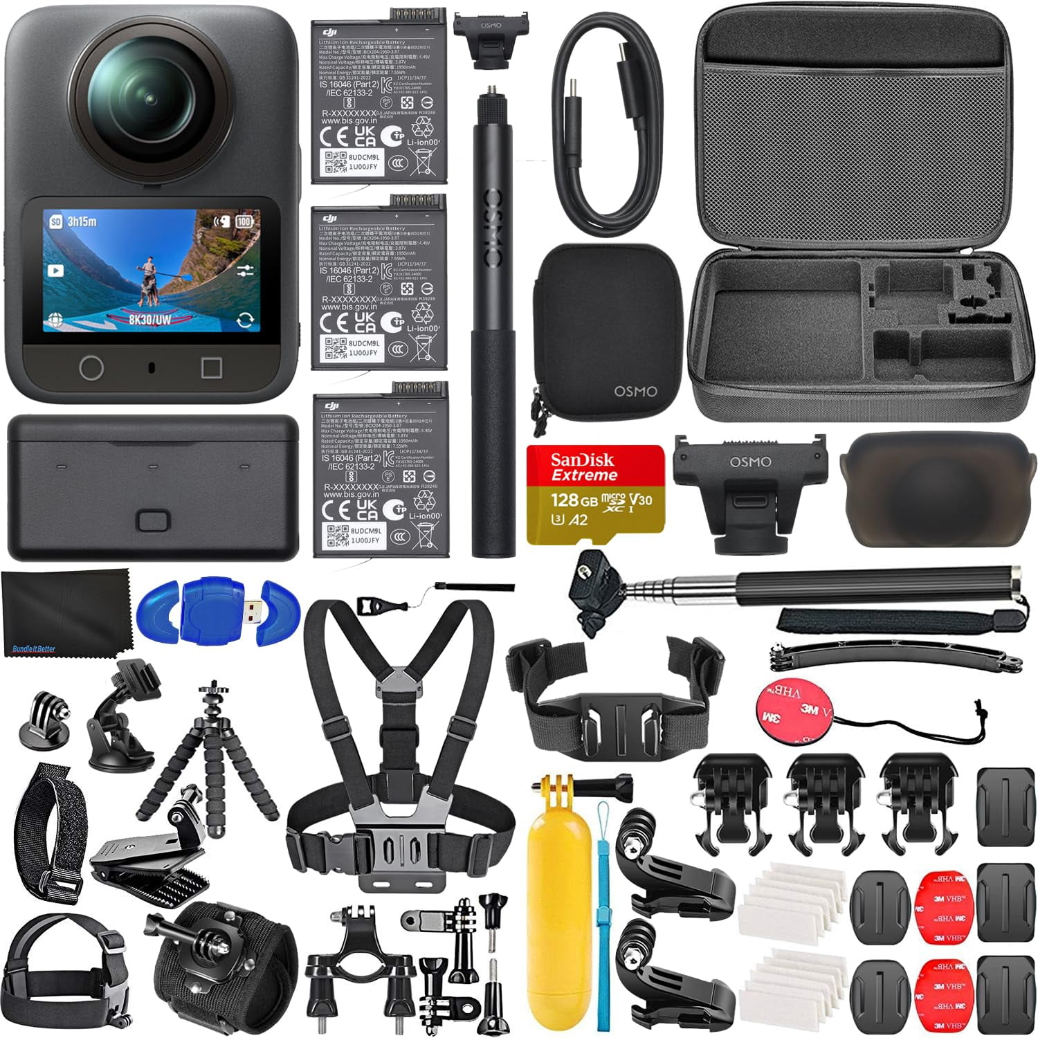 Cámara 360 Dji Osmo 360 Adventure Combo 8k 128gb Memoria
