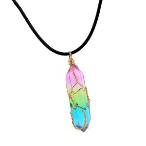 Ioensy - Collar De Cristal Colgante De Rombo Cómodo Vintage Para Regalo De Fiesta Hombres