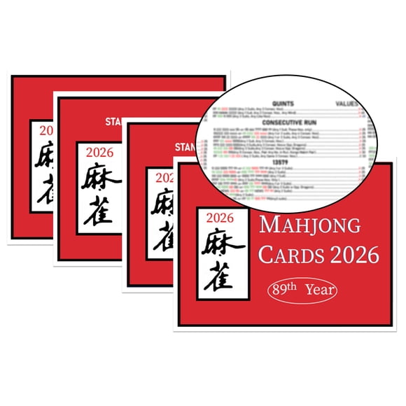Cartas de Mahjong Pixibond 2026, paquete de 4, letra grande
